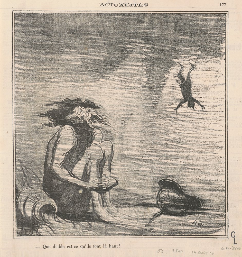 Hva i helvete gjør de der oppe! av Honoré Daumier