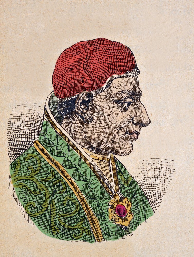 Portrett av paven Adrien Ier (Adrian I eller Hadrian eller Adriano ...