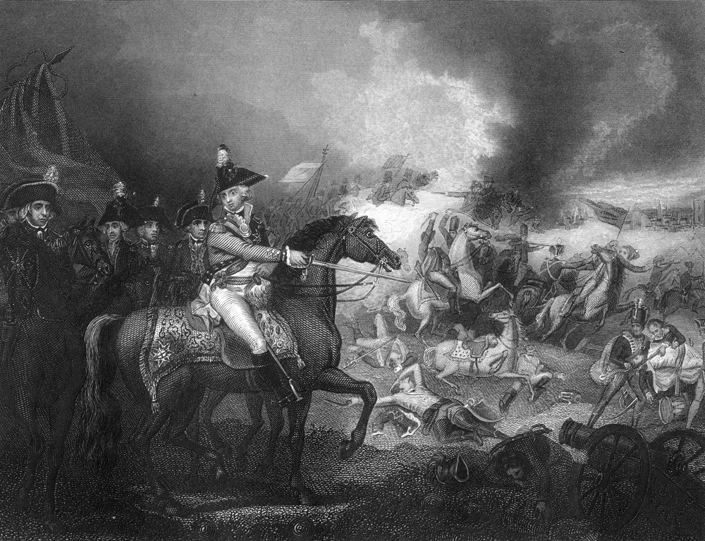 Angrepet på den franske leiren på åsene i Famars nær Valenciennes, 23. mai 1793 c1857. av J. Rogers