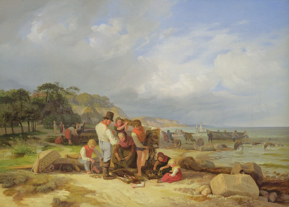 Fiskere i Probstei, 1835 (olje på lerret) av Jacob Gensler