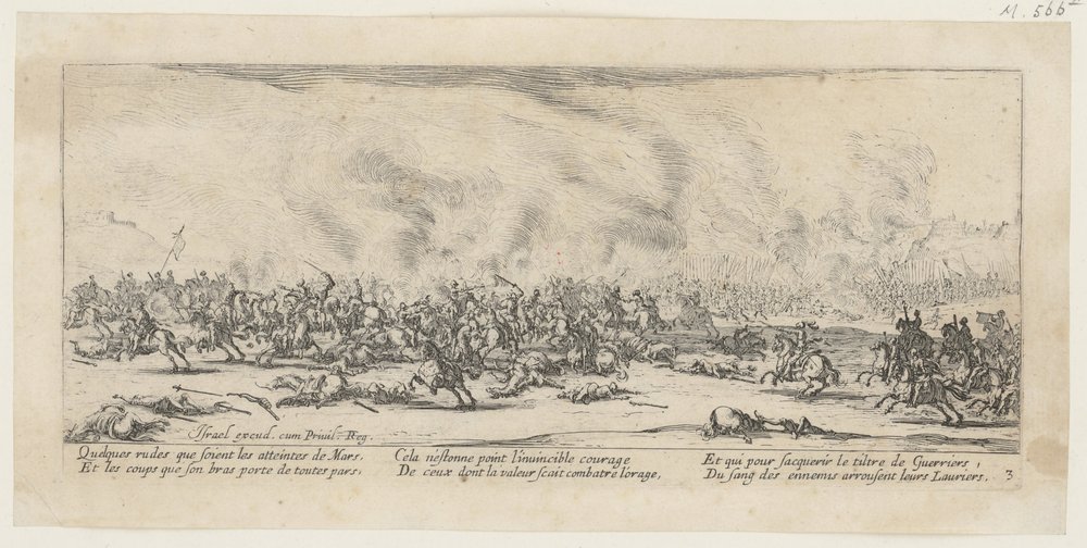 Slaget, side 3 i serien «Krigens grusomheter» av Jacques Callot