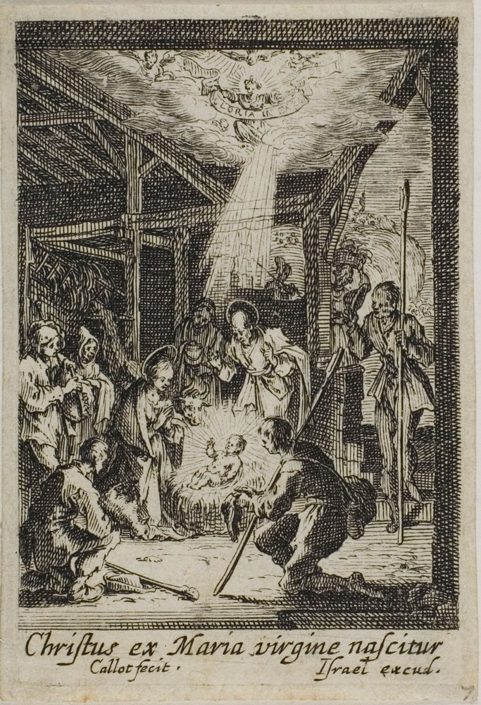 Jesu fødsel, fra Jomfru Marias liv av Jacques Callot