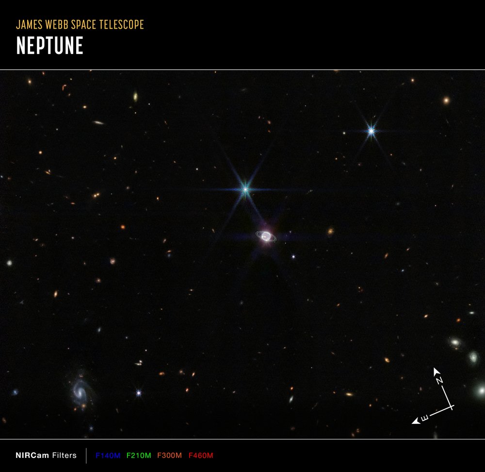Neptune Wide Field (NIRCam Compass Image) av James Webb Space Telescope (NASA)