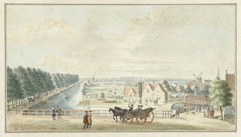 Utsikt over Wal ved Catharijnepoort i Utrecht av Jan de Beijer