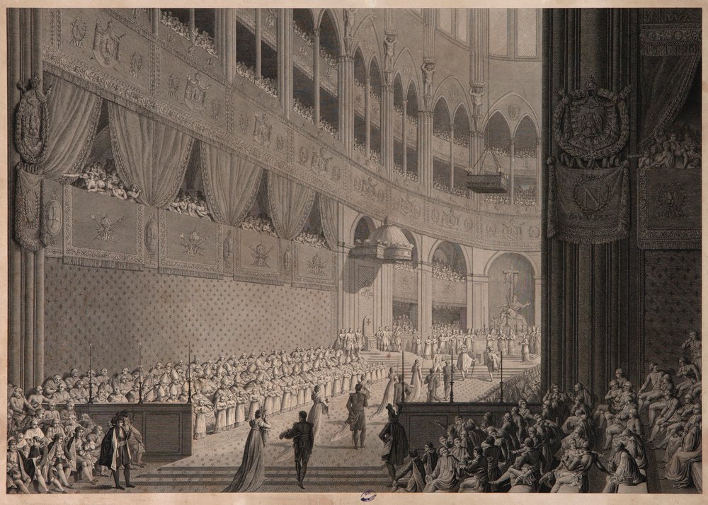 Kroningen av Napoleon I, ca. 1805 av Jean-Baptiste and Fontaine, Pierre Francois Leonard Isabey