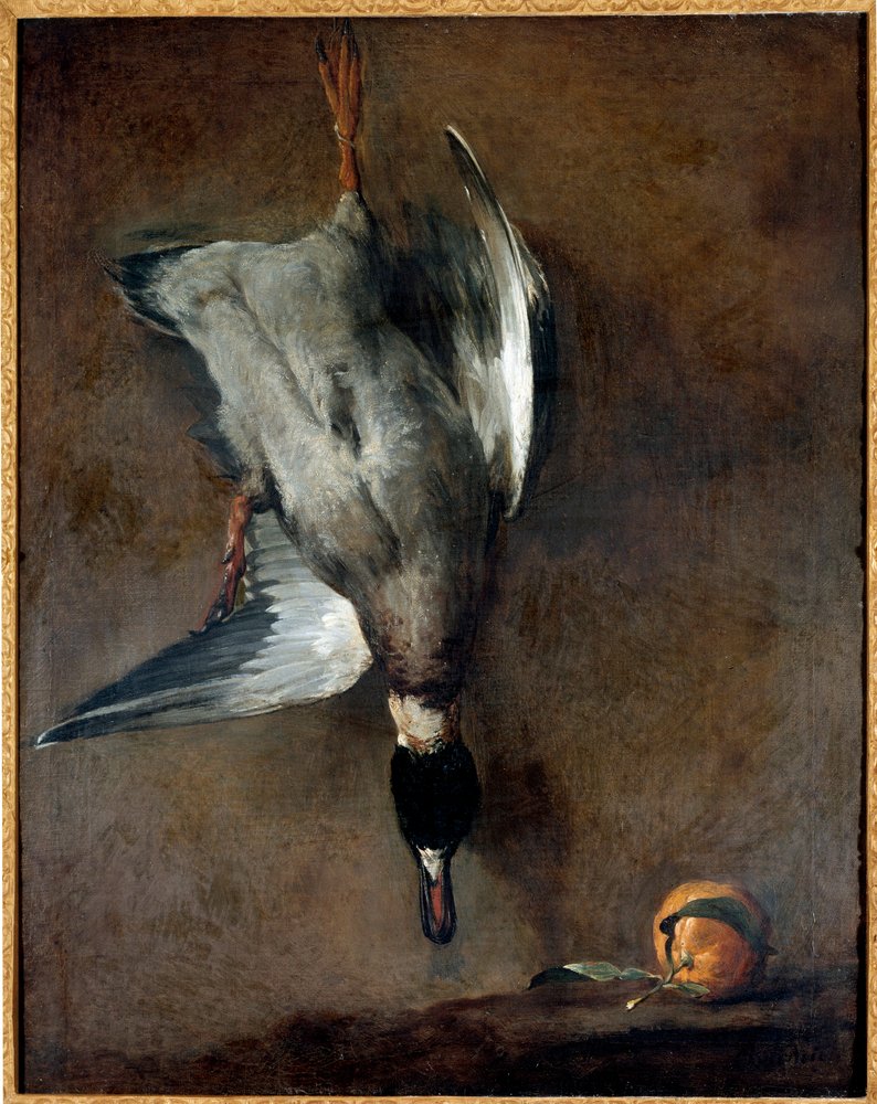 Den døde anden, 18. århundre, Gien, Musée de la Chasse av Jean-Baptiste Simeon Chardin