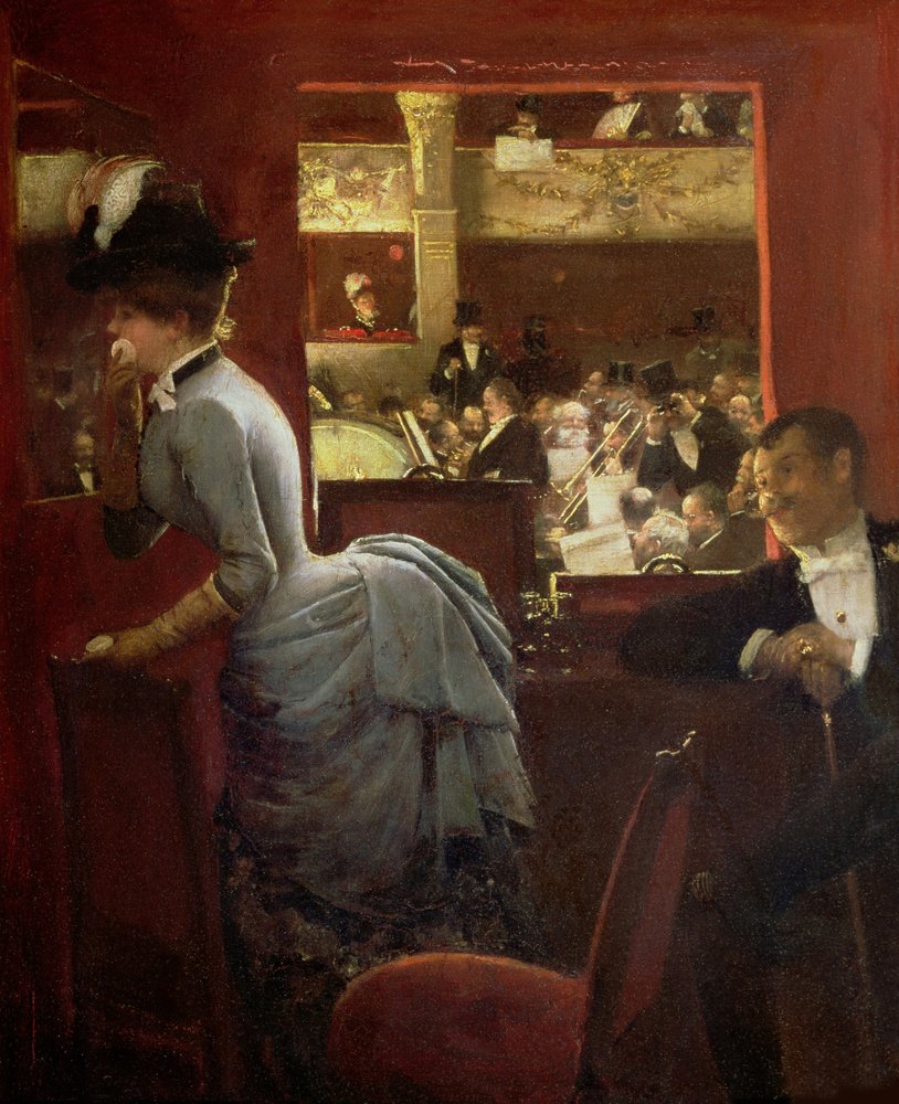 The Bathtub, at the Variety Theatre The Theatre Box at the Variety, 1883. av Jean Beraud