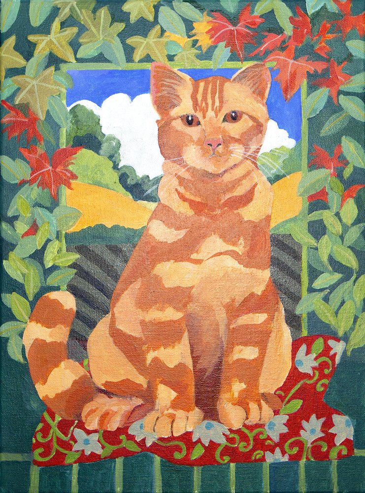 Katt, 2014 (akryl på lerret) av Jennifer Abbott