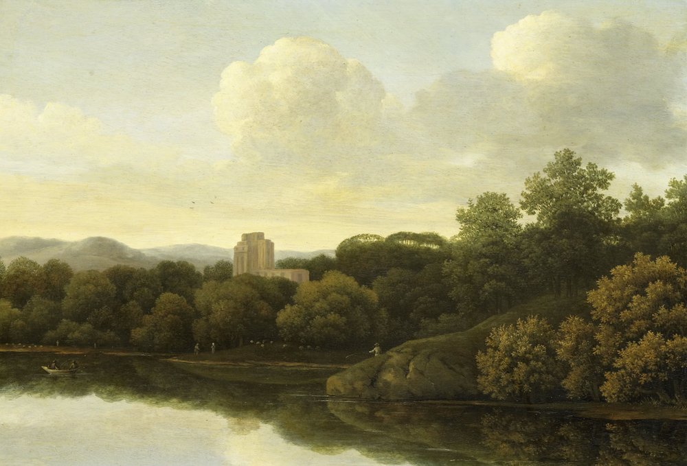 Skogslandskap med elv av Johan (1620-1660) Lagoor