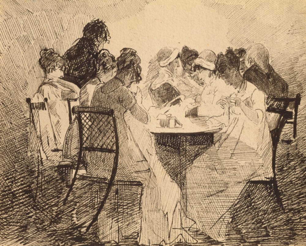Fest i Dublin, 1809 (penn og blekk på papir) av John Harden