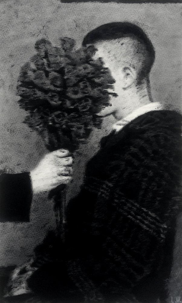 Sånn ser det heldige blikket ut, ca. 2015 (akrylmaling på papir) av Luke Waller