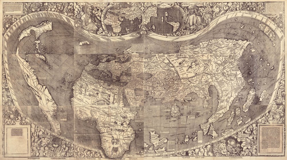 Verdenskart Universalis Cosmographia, 1507 av Martin Waldseemuller