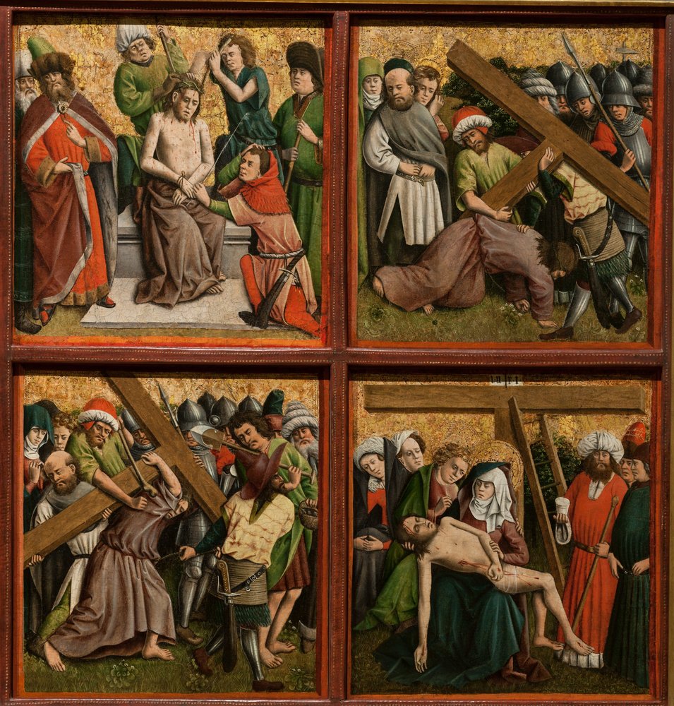 Altertavle med Kristi lidenskap, ca. 1440-tallet (olje og gull på tre) av Master of the Schlägl Altarpiece