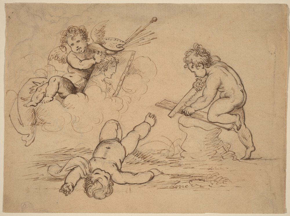 Allegori: Fire Putti av Mather Brown