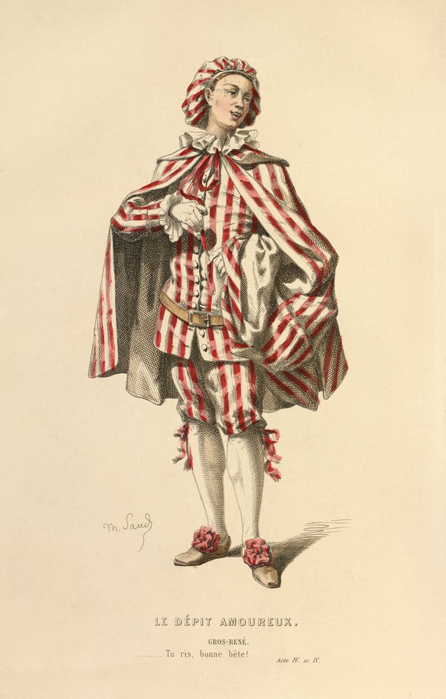 Kostyme til rollen som Gros - René, ca. 1868 (gravering) av Maurice Sand