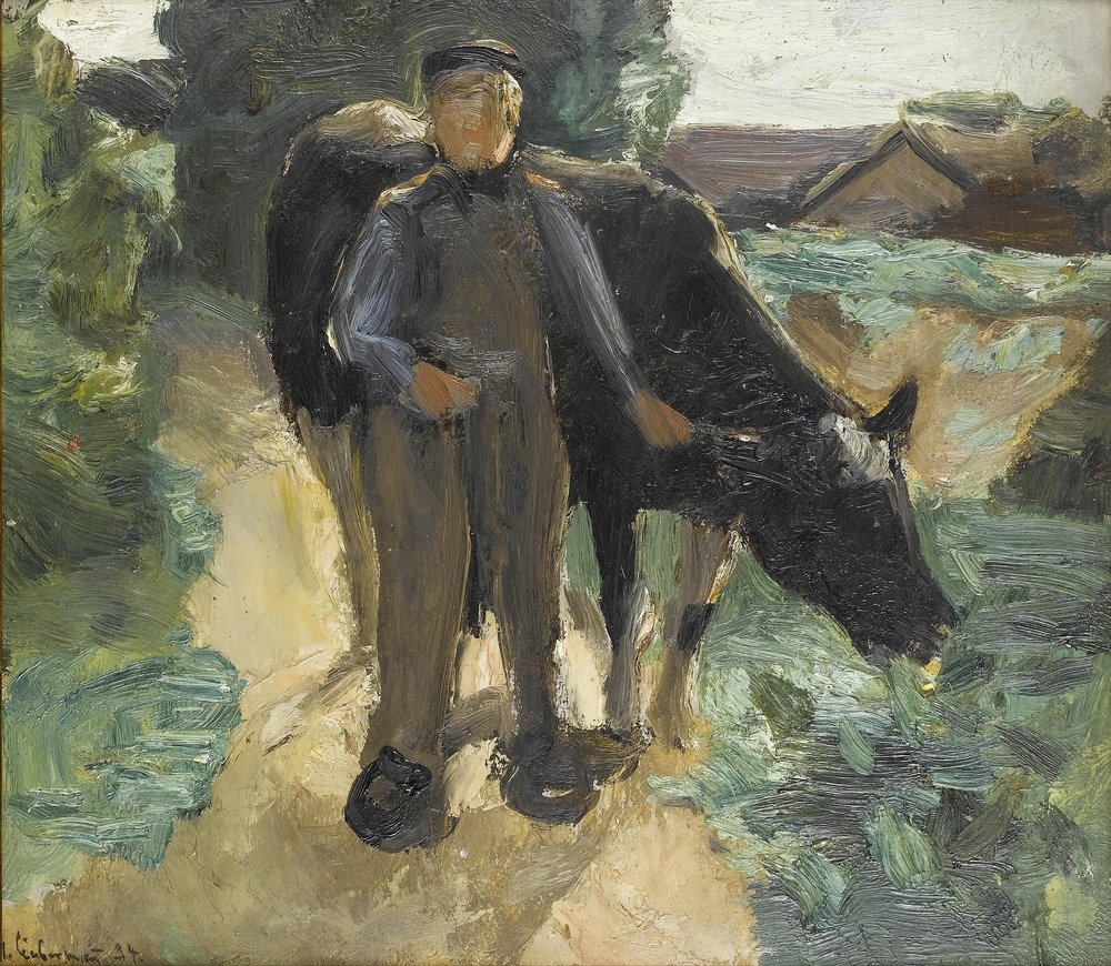 En bonde med kua sin av Max Liebermann