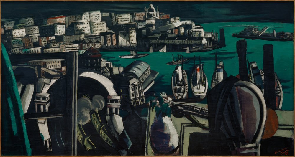 Utsikt over Genova: Genovas havn av Max Beckmann