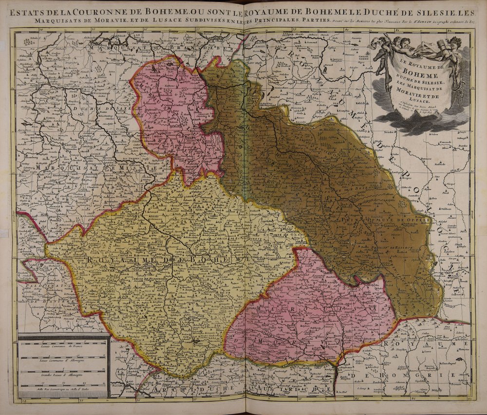 Kongeriket Böhmen, hertugdømmet Schlesien, markgrevskapene Mähren og Lausitz av Nicolas Sanson