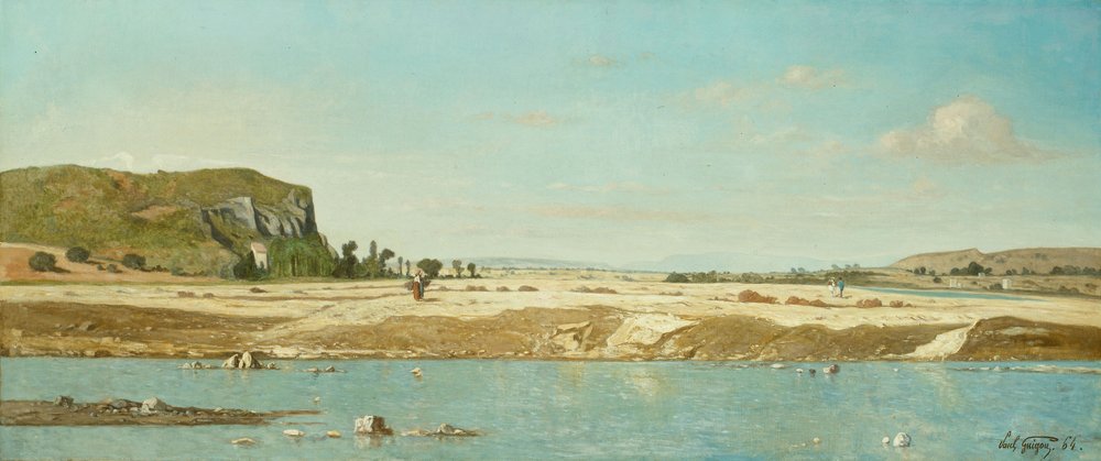 The Banks of the River Durance ved Saint Paul av Paul Camille Guigou