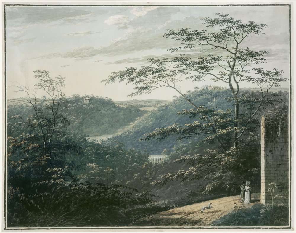 Landskap med foss og tempel av Paul Sandby