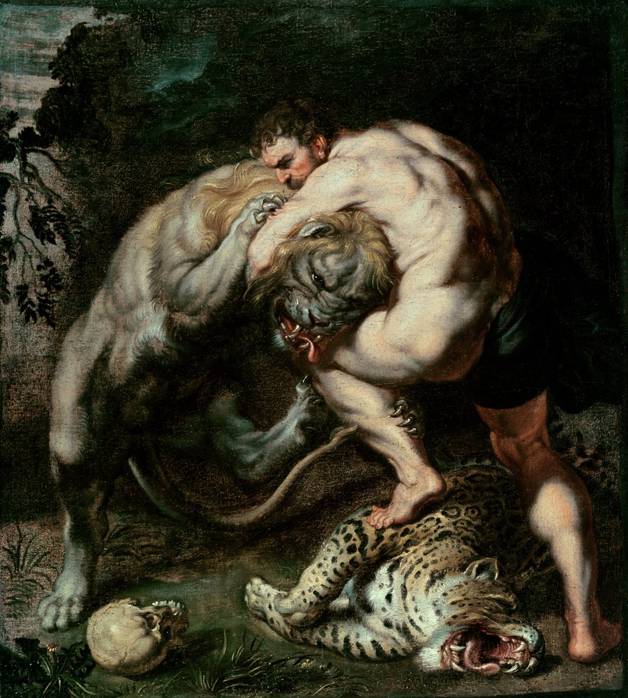 Herkules i kamp med den nemeiske løven av Peter Paul Rubens