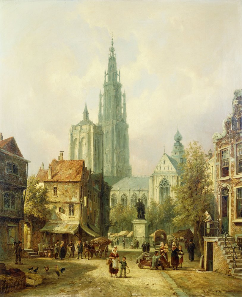 Utsikt over Antwerpen, 1870 av Pieter Cornelis Dommershuijzen