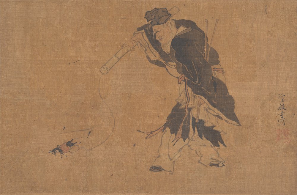 Zhang Guolao og hans magiske muldyr (albumblad; blekk og farge på silke) av Qi Yin