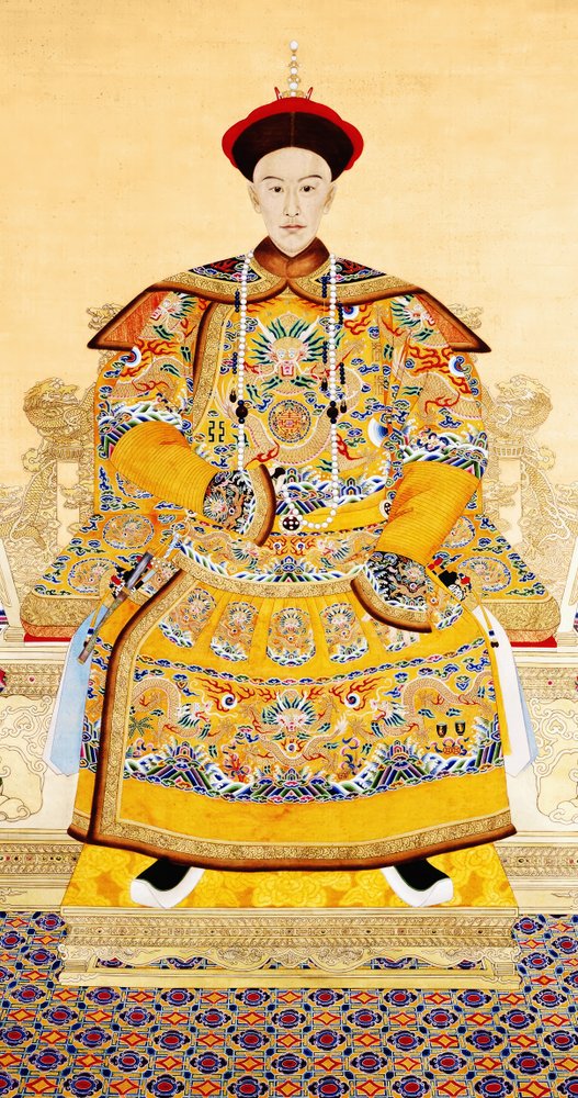 Keiser Guangxu (1871–1908) (blekk og farge på silke) av Qing Dynasty Chinese School