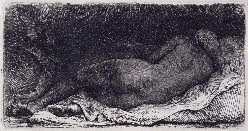 Liggende svart kvinne av Rembrandt van Rijn