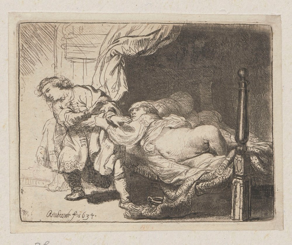 Josef og Potifars kone av Rembrandt van Rijn