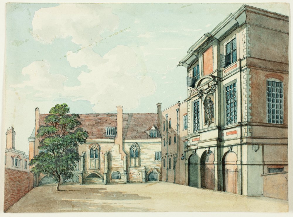 Rester av det gamle klosteret og den matematiske skolen, Christ#39;s Hospital av Samuel Ireland
