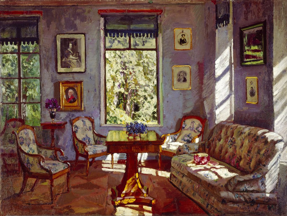 Stuen i herregården Rozhdestveno, 1916 av Stanislav Julianovic Zukovskij
