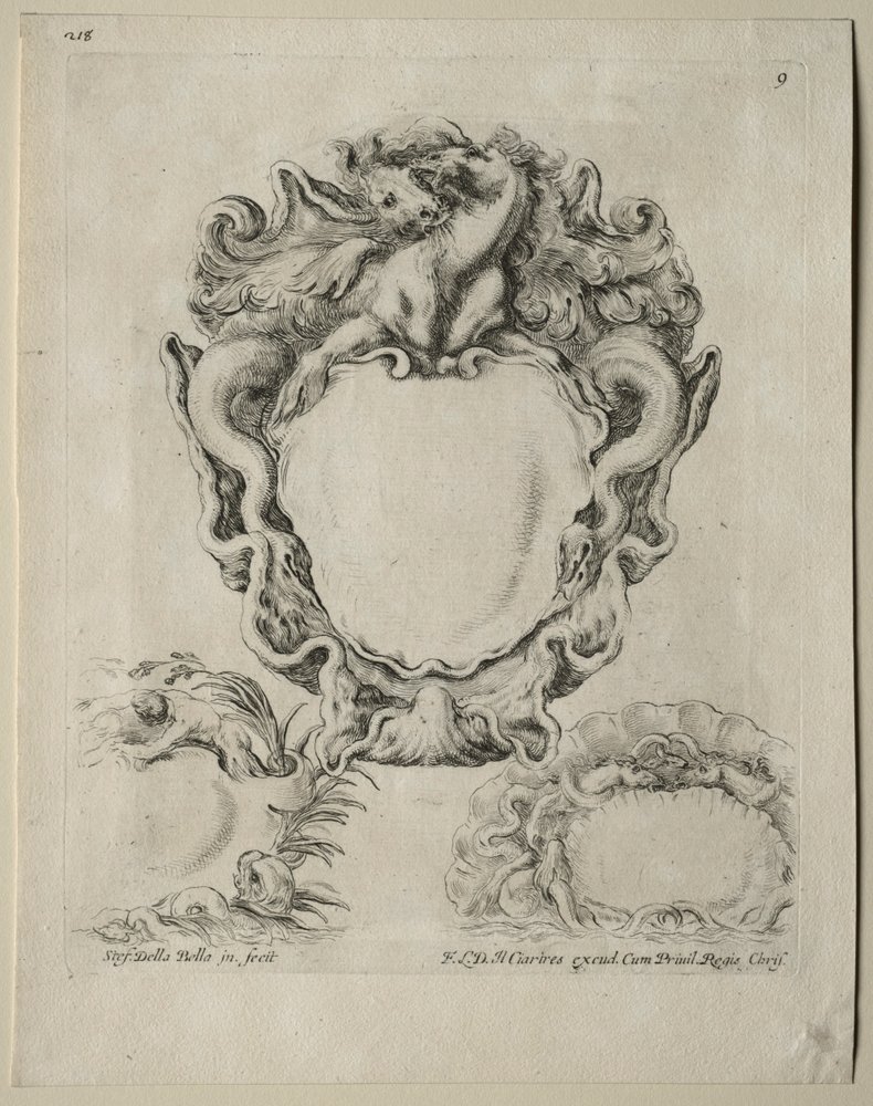 Samling av forskjellige caprices og nye design av kartusjer og ornamenter: nr. 9. av Stefano della Bella