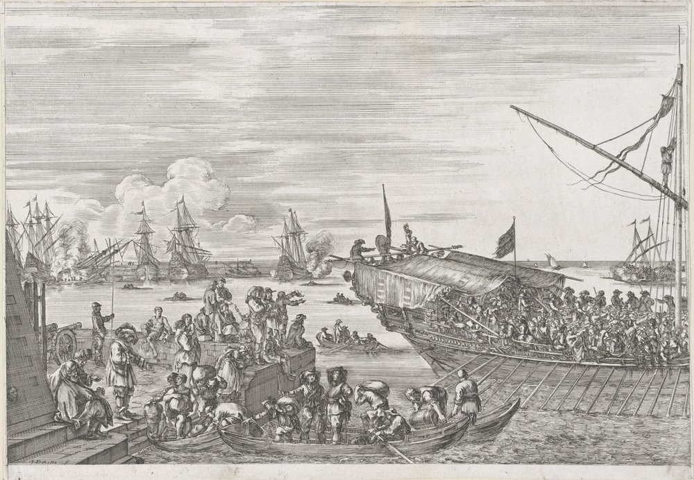 Avgang fra et bysseskip i havnen i Livorno Livorno havn (serietittel) Vues de port de Livourne (serietittel) av Stefano della Bella