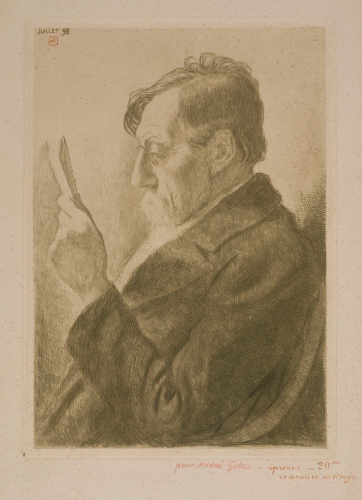 Portrett av forfatteren Émile Verhaeren, lesende av Théo van Rysselberghe