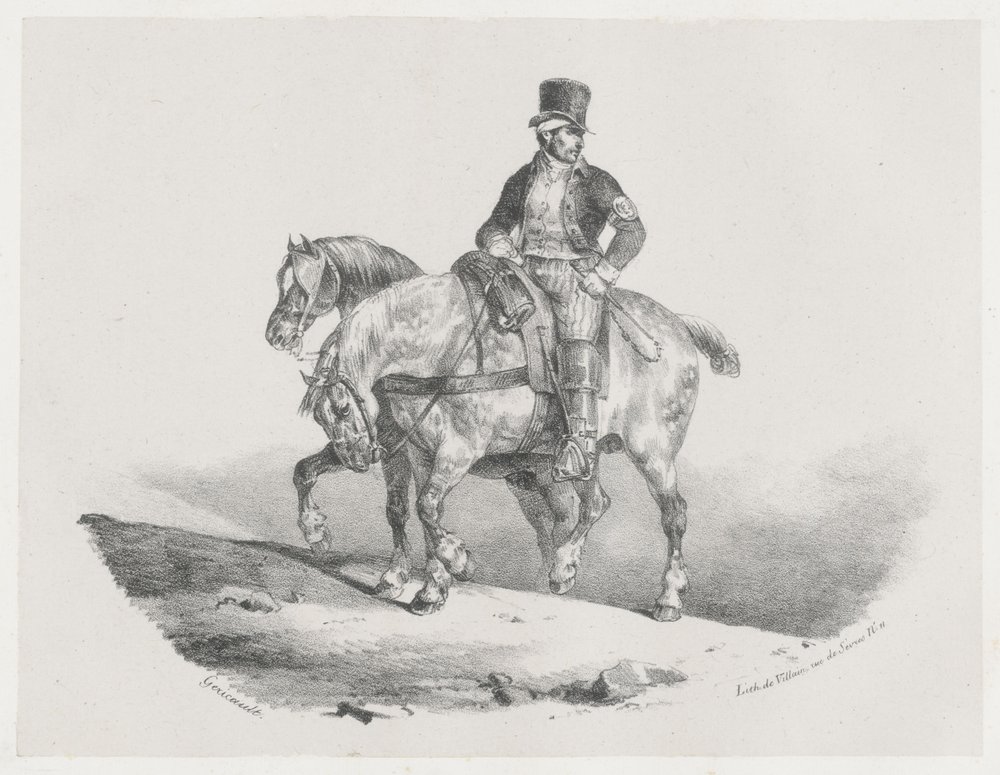 En postiljon eller De to hestene i seletøy (A Postilion or The Two Harnessed Horses) av Theodore Gericault