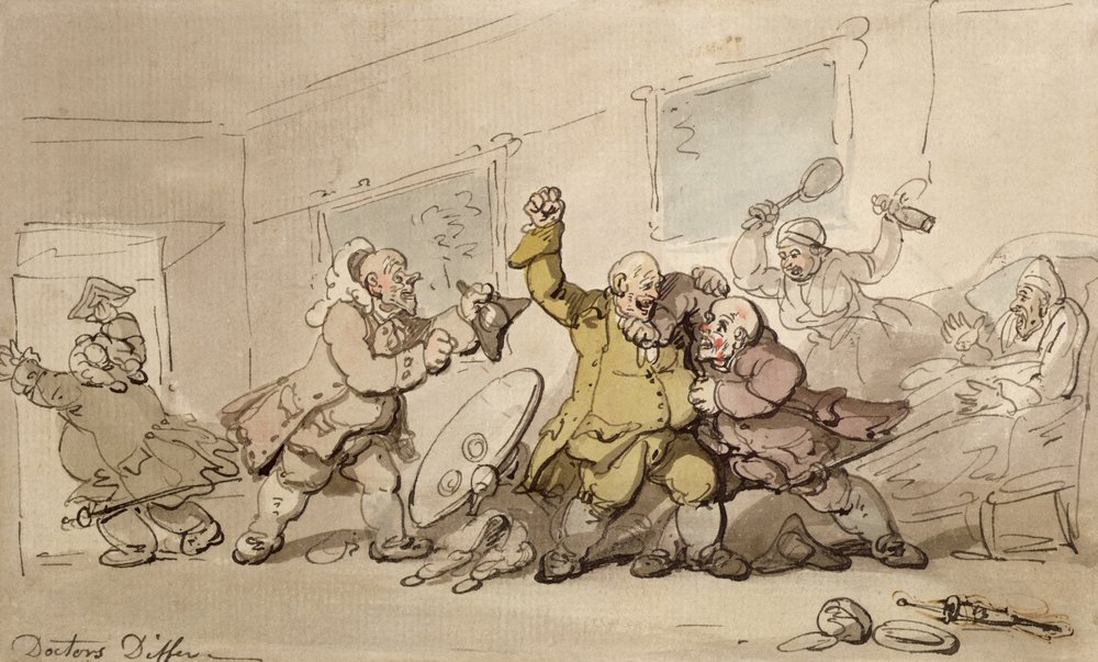 Doctors Differ (penn og blekk og wc på papir) av Thomas Rowlandson