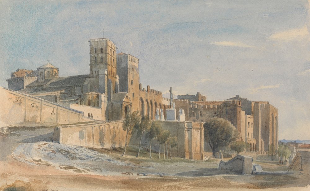 Katedralen og pavenes palass, Avignon av Thomas Hartley Cromek