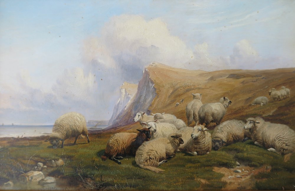 Shakespeare Cliff, Kent: Sauer på kystbeite av Thomas Sidney Cooper