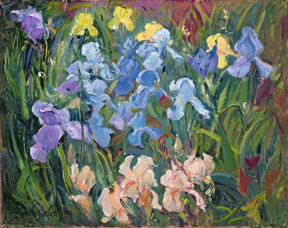 Iris: Rosa, blå og gull, 1993 av Timothy Easton