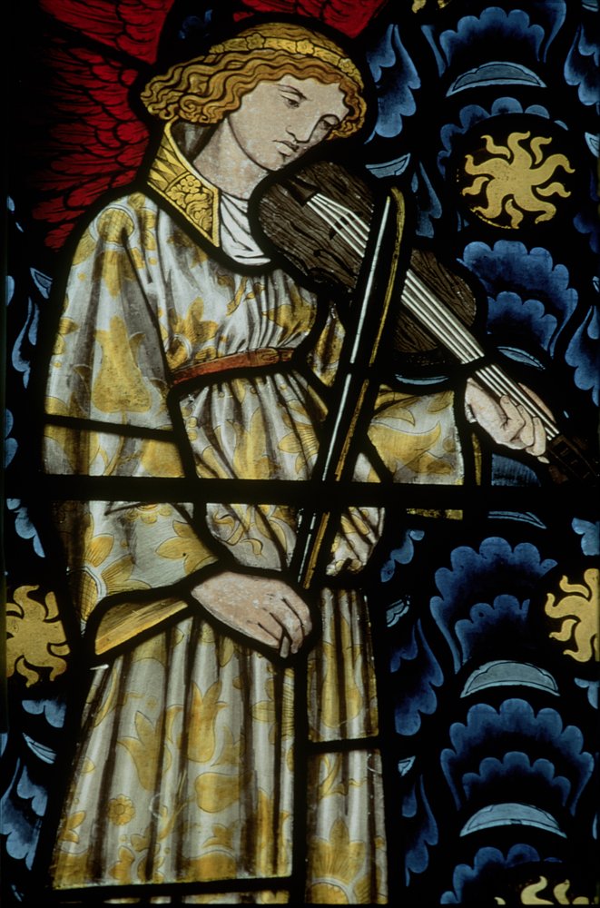 Engel med fiolin, glassmaleri designet av William Morris (1834-96), 1869 (se også 54932 og 77951) av Unbekannt Unbekannt