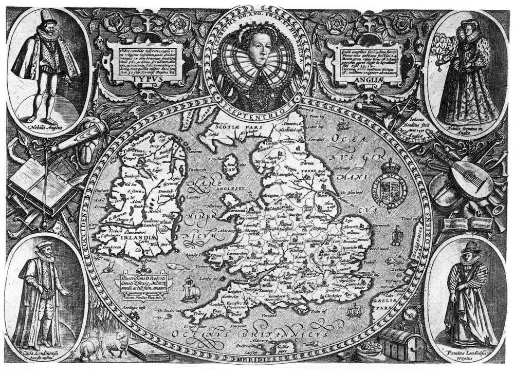 Kart over England, 16. århundre, 1896 av Unbekannt