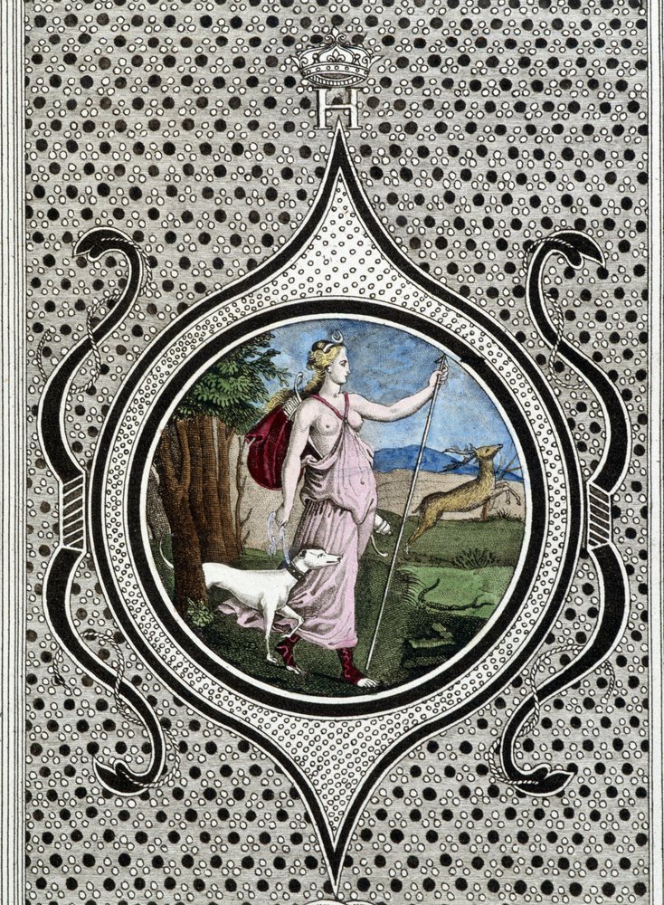 Diane (Artemis) jegerinne. 1800-talls gravering av Unknown artist