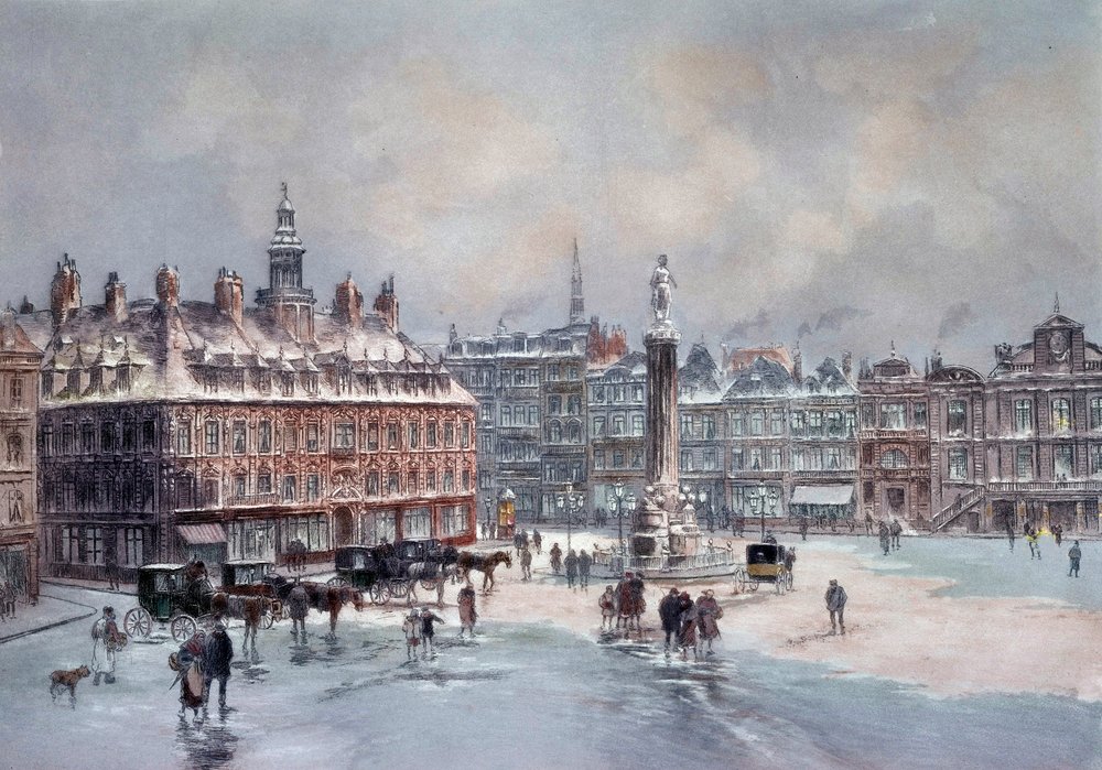 Utsikt over det store stedet Lille Uidentifisert forfattertrykk. 1800-tallets Paris, B.N. av Unknown artist