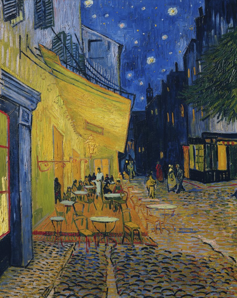 Kaféterrasse, Place du Forum, Arles, 1888 av Vincent van Gogh