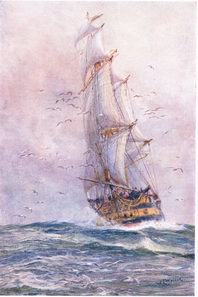 «Foudroyant», et av Nelsons gamle skip, 1915 av William Lionel Wyllie