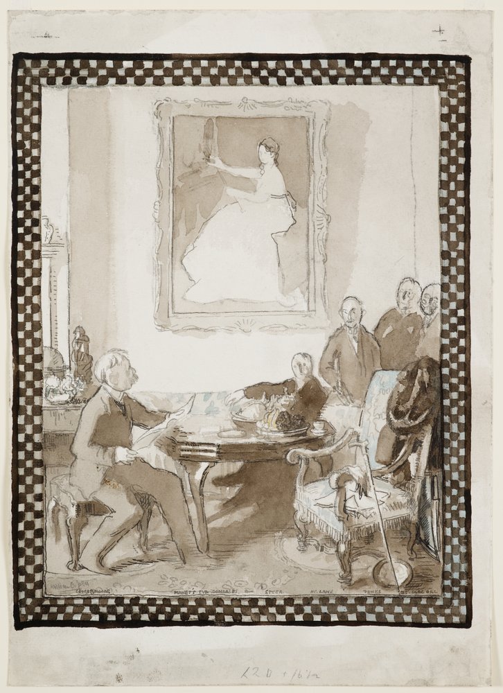 Studie for oljemaleriet 'Homage to Manet', ca. 1906 (akvarell, blekk, kritt og blyant på papir) (se også 63015) av William Orpen
