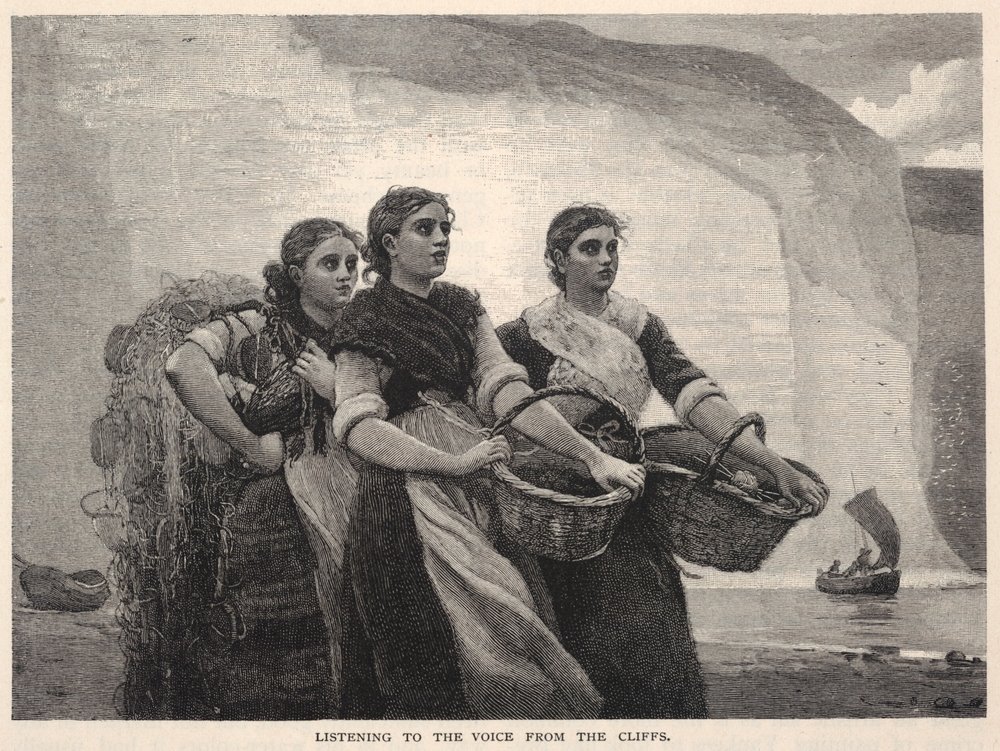 Lytter til stemmen fra klippene, fra The Century Magazine, november 1883 av Winslow Homer