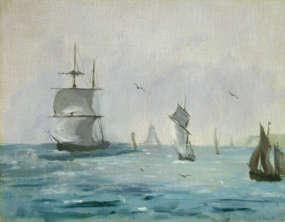Fiskebåt ankommer, med vinden bak, 1864 av Édouard Manet