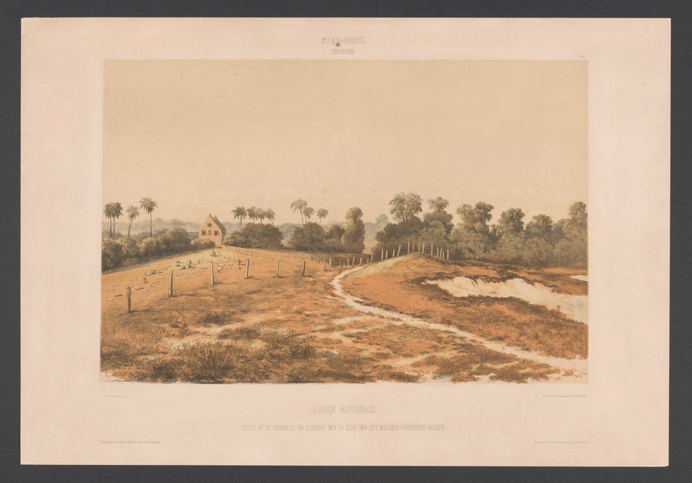 Jødisk Savannah Jødene Savannah. Utsikt over synagogen og kirkegården fra siden av den militære Cordonpad (tittel på objekt) Vestindia (serietittel på objekt) Utsikt fra Nederland
